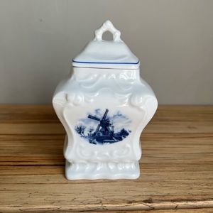 Vintage Delft Blue  Holland Hand Painted Lidded Canister